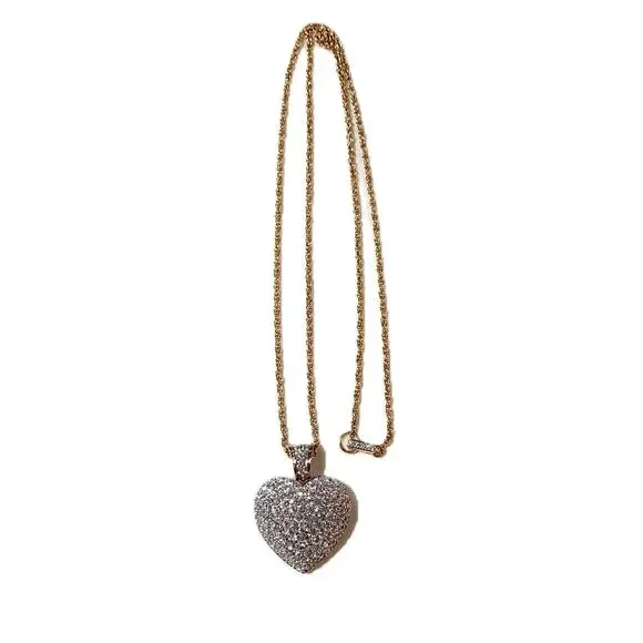 Swarovski Crystal Puffy Pave Heart Rope Necklace Retired - Picture 2 of 8